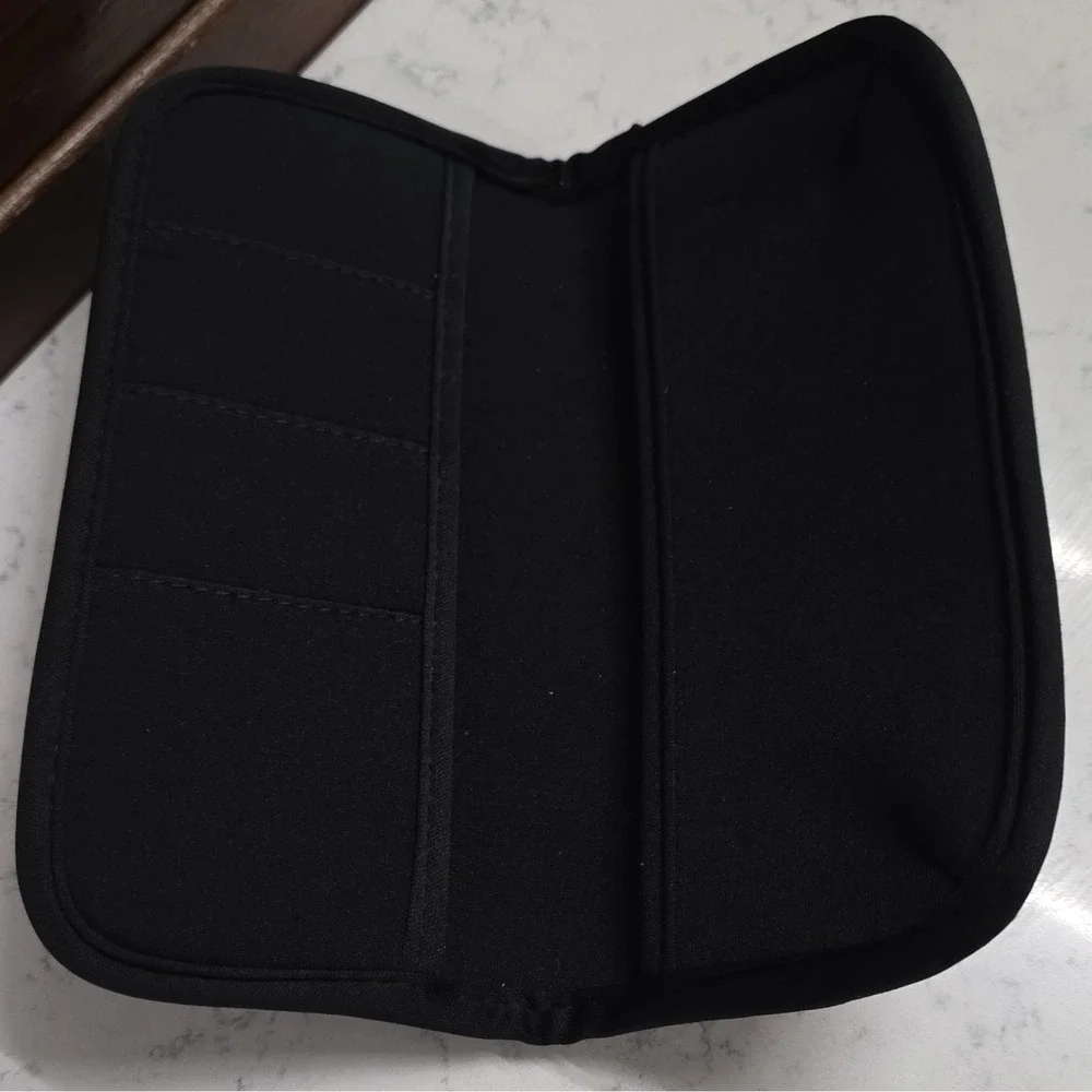 Carrera Black Soft Foldable Eyeglass Case Inner Compartment Red/White Stripe